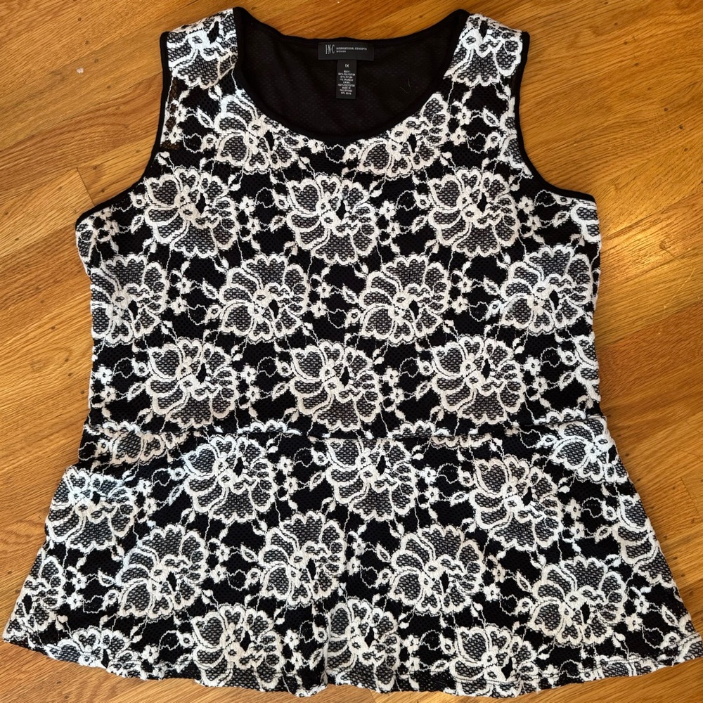 INC International Concepts Black & White Top, 1x